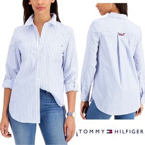Tommy Hilfiger Women’s Cabana Striped Pleat-Back 100% Cotton Shirt XL